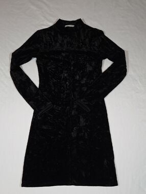Urban Outfitters Black Velvet Long Sleeve High Neck Dress Size Small Non Zip